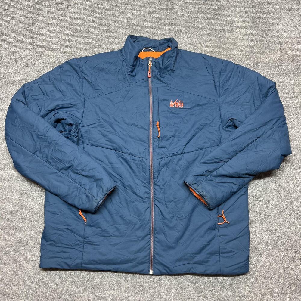 REI Co-op Jacket Mens XL Blue Insulated Full Zip Lightweight Hiking Outdoor